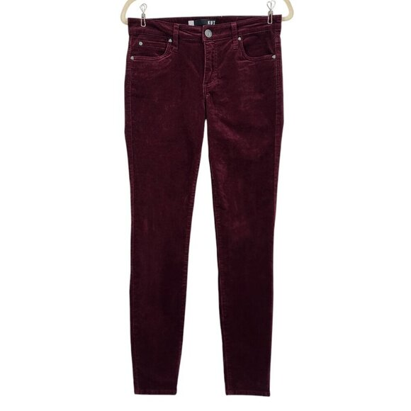 Kut From The Kloth Diana High Rise Fab Ab Skinny Corduroy Maroon Pants Womens 4 - Picture 1 of 8